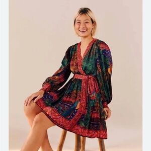 Farm Rio Women's Forest Tapestry Mini Wrap Dress size S